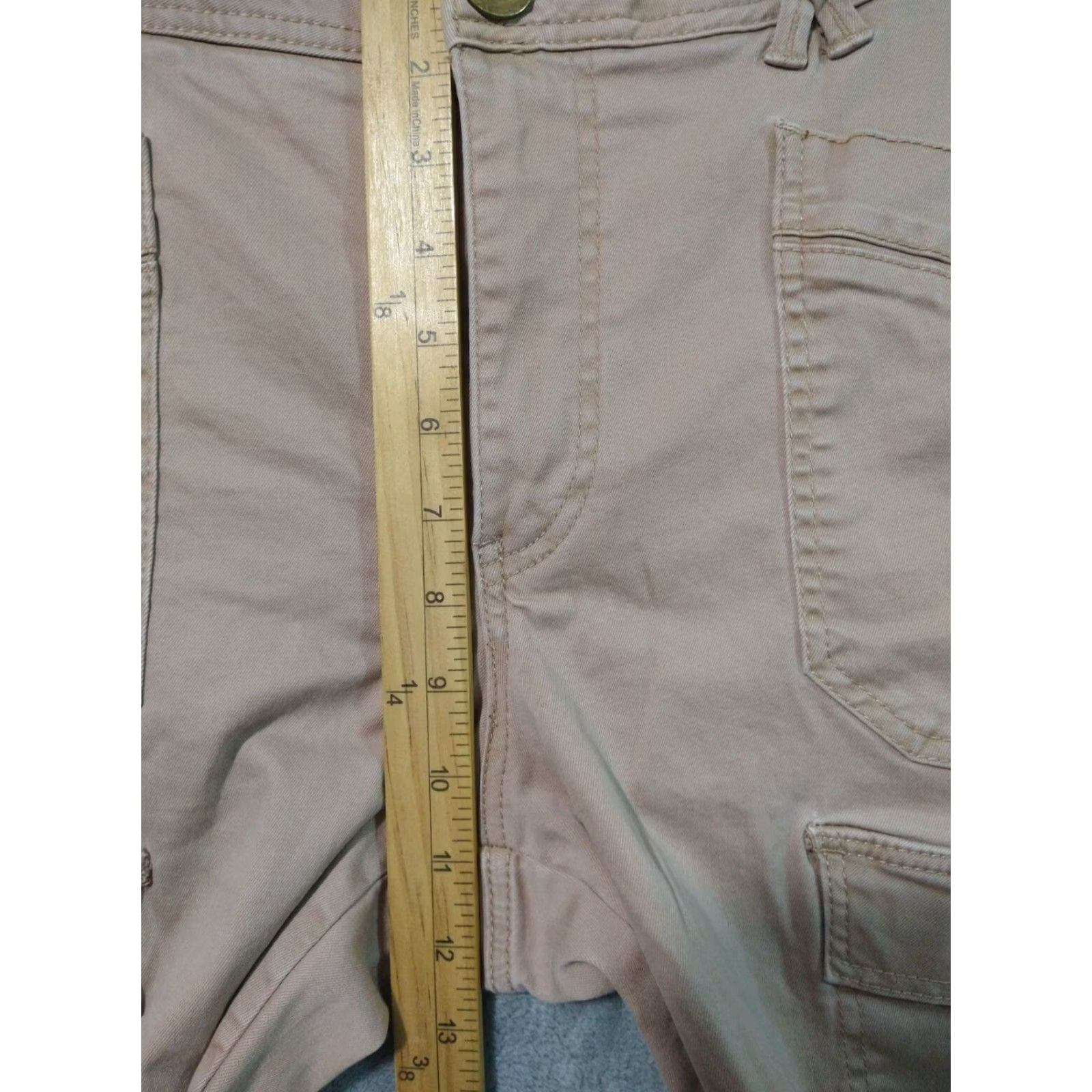 Vintage Democracy High Rise Cargo Pants Womens 12 Beige Utility Stretch Pockets Casual Size 34" / US 12 / IT 48 - 4 Thumbnail