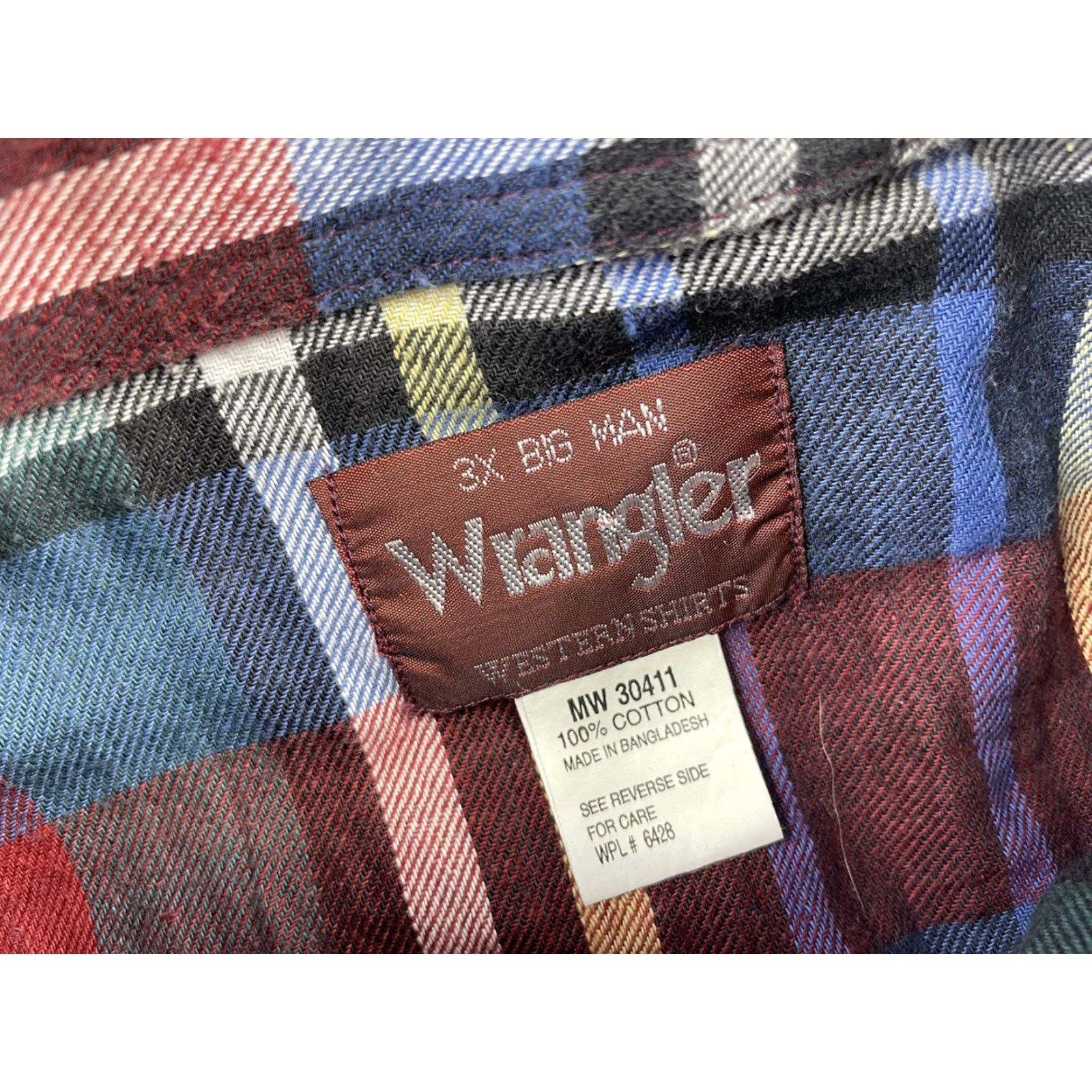 Wrangler Wrangler Mens 3XB Plaid Pearl Snap Western Long Sleeve Flannel Button Shirt Big & Tall Blue Cotton Button-Up Western Shirt Mens 3XB X-Large? Size US XXL / EU 58 / 5 - 2 Thumbnail