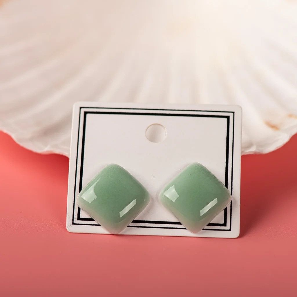 Jewelry Geometric Square Stud Earrings Ceramic Ear Gift For Her Size ONE SIZE - 1 Preview