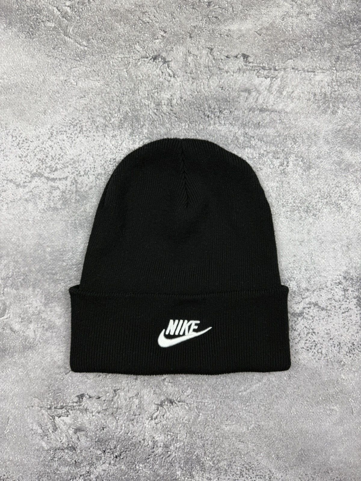 Nike Vintage Nike Beanie Hat Black Swoosh Logo Rare Cap Y2K Drill Size ONE SIZE - 2 Thumbnail