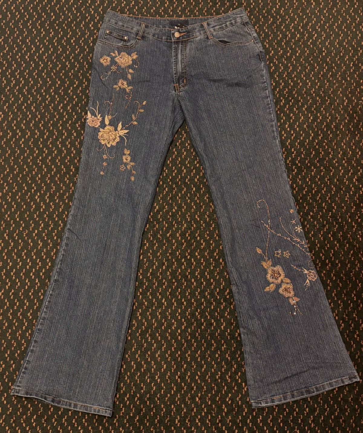 Other Floral Embroidered Denim Flared Jeans Size 32" / US 10 / IT 46 - 1 Thumbnail