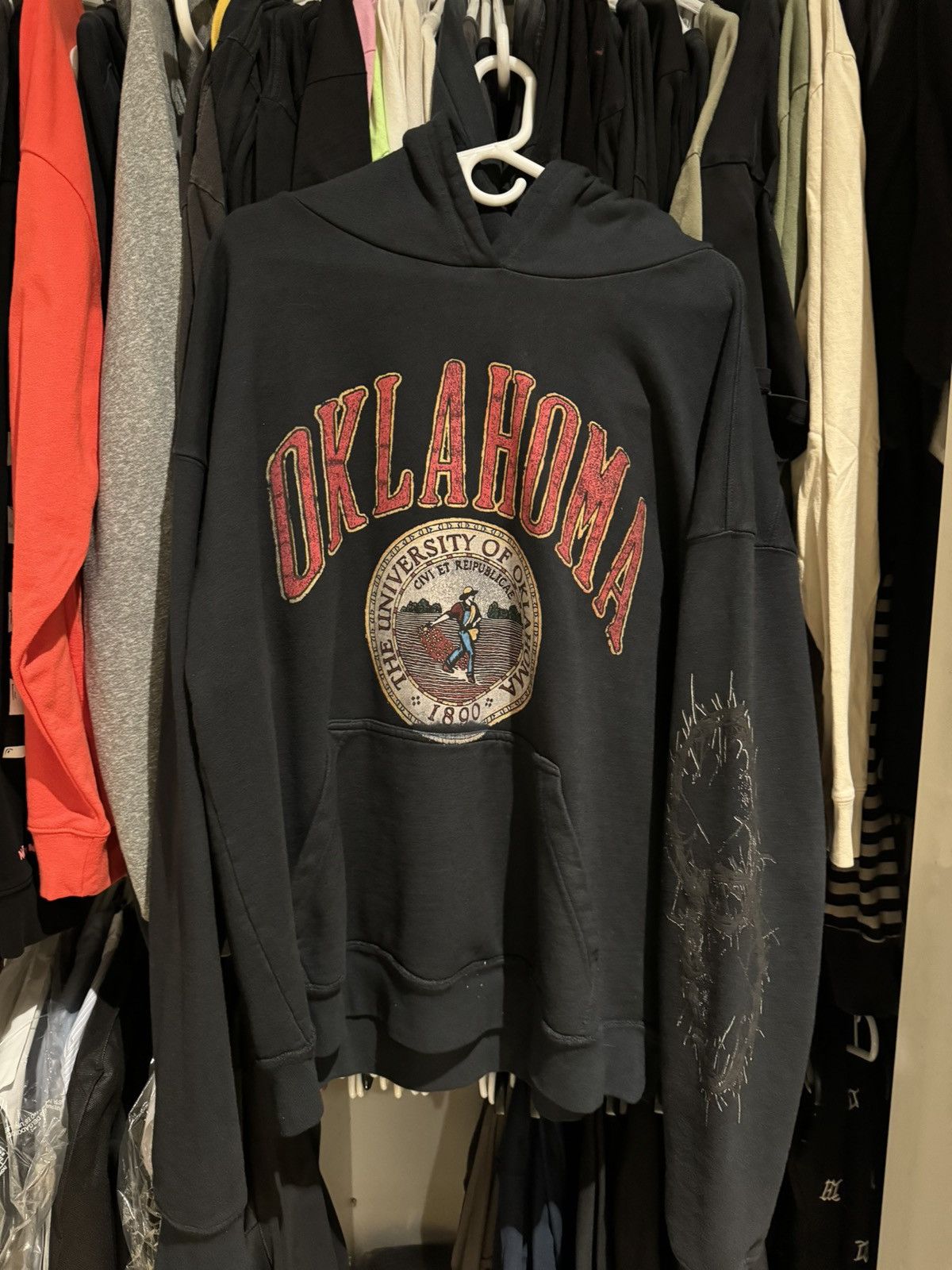 Image of Rhude Oklahoma Hoodie in Black, Men's (Size XL)