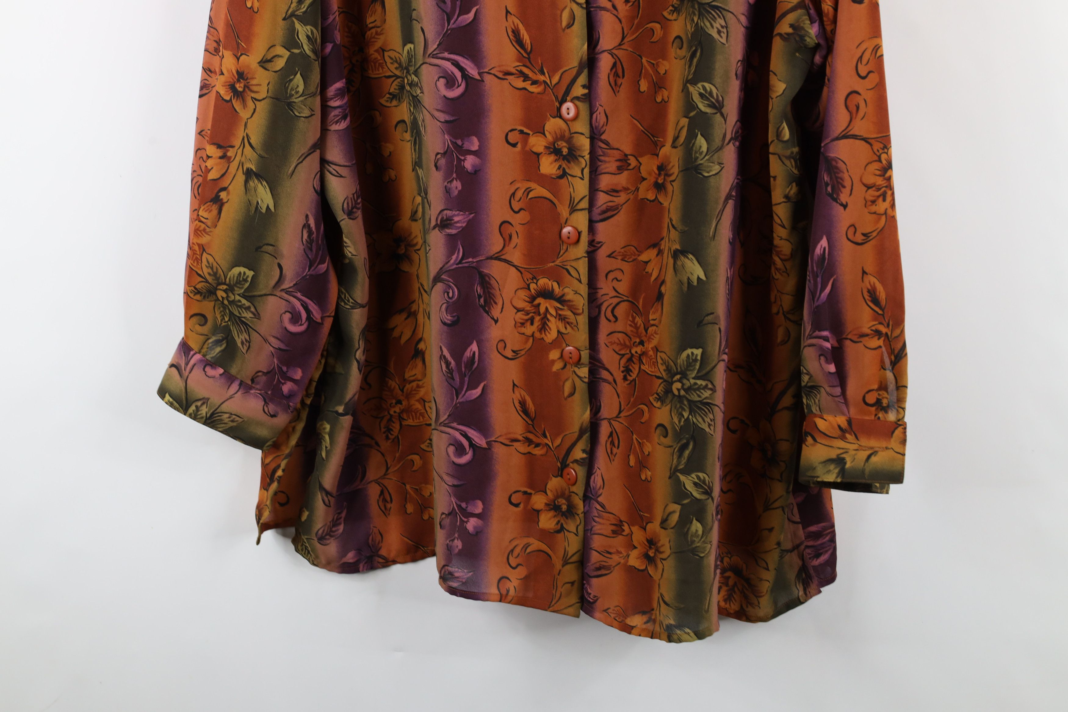 Vintage Vintage 90s Streetwear Flower Knit Button Shirt Polyester Size XL / US 12-14 / IT 48-50 - 3 Thumbnail
