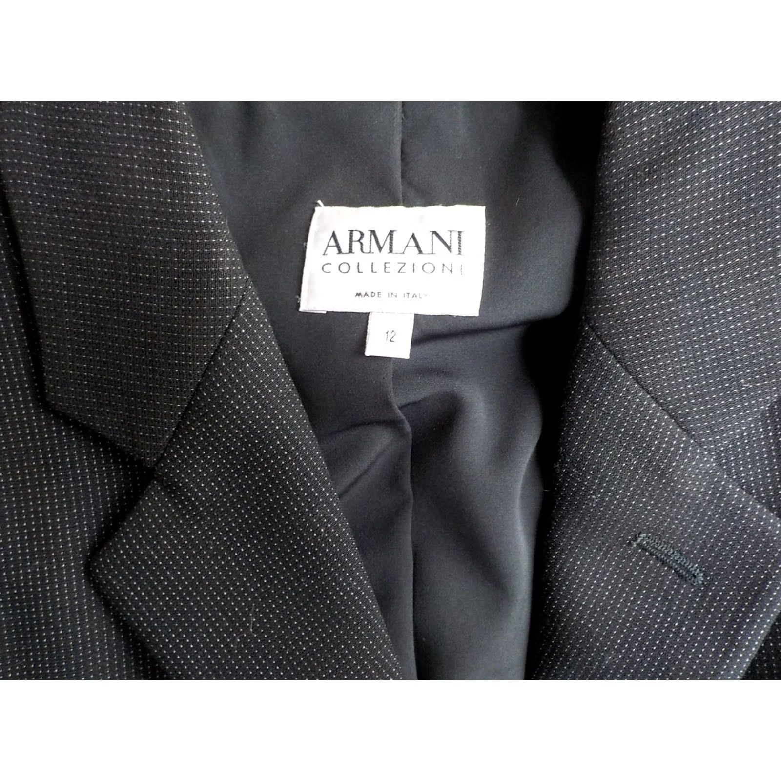 Armani VINTAGE Armani Collezioni Blazer WOMEN Black Dotted Wool 3 Button Size 12 Italy Blazer Women Size XL / US 12-14 / IT 48-50 - 6 Thumbnail