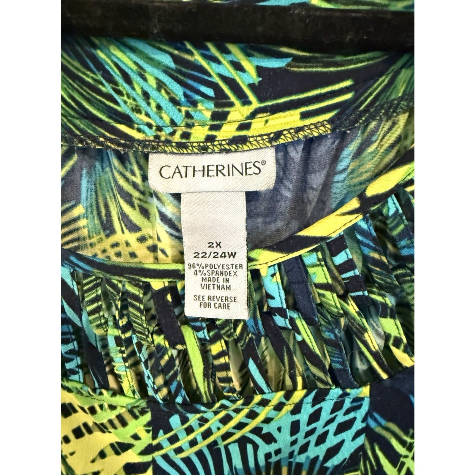Vintage Catherines Dress Shift Midi Sleeveless A-line Blue Aqua Green Plus 3X 22/24W Womens Size XXL / US 16-18 / IT 52-54 - 2 Thumbnail