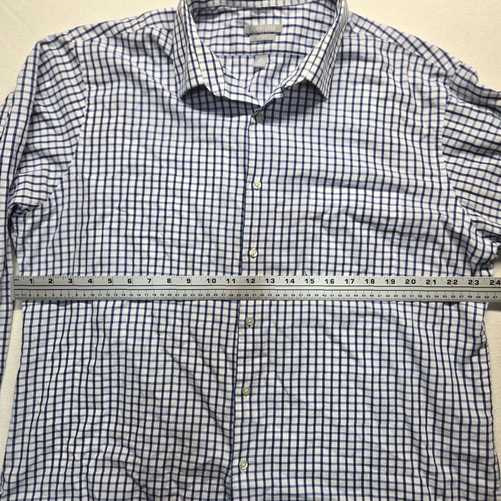 Van Heusen Van Heusen Shirt Button-Up Long Sleeve White Blue Checkered 18 Mens Store Brand 18 Size US XXL / EU 58 / 5 - 4 Thumbnail