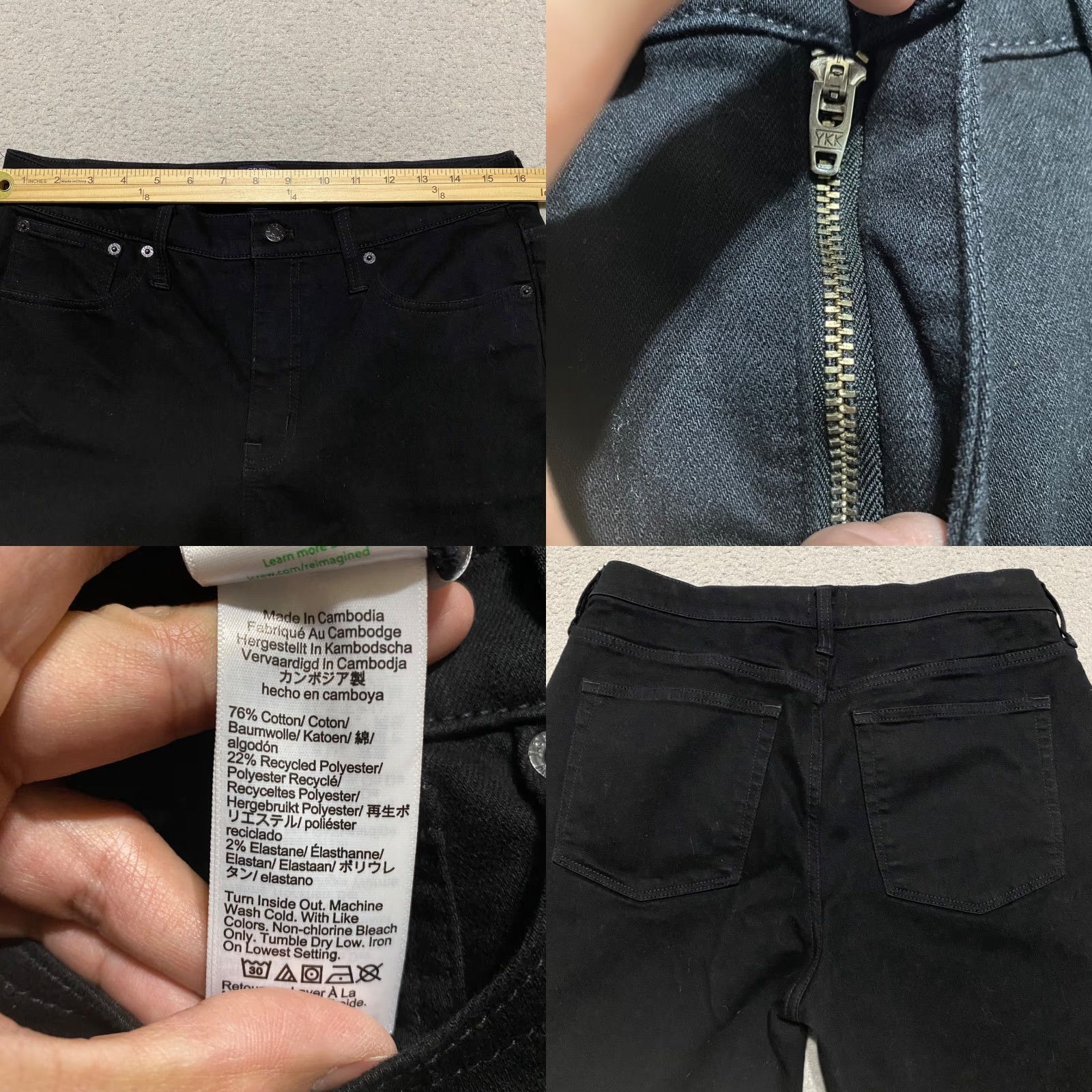 J.Crew J.CREW Jeans Womens 31 Black Denim Dark Wash Straight Rise High 5-Pocket Regular Size 31 Womens Fashion Jeans Size 24" / US 00 / IT 34 - 8 Thumbnail