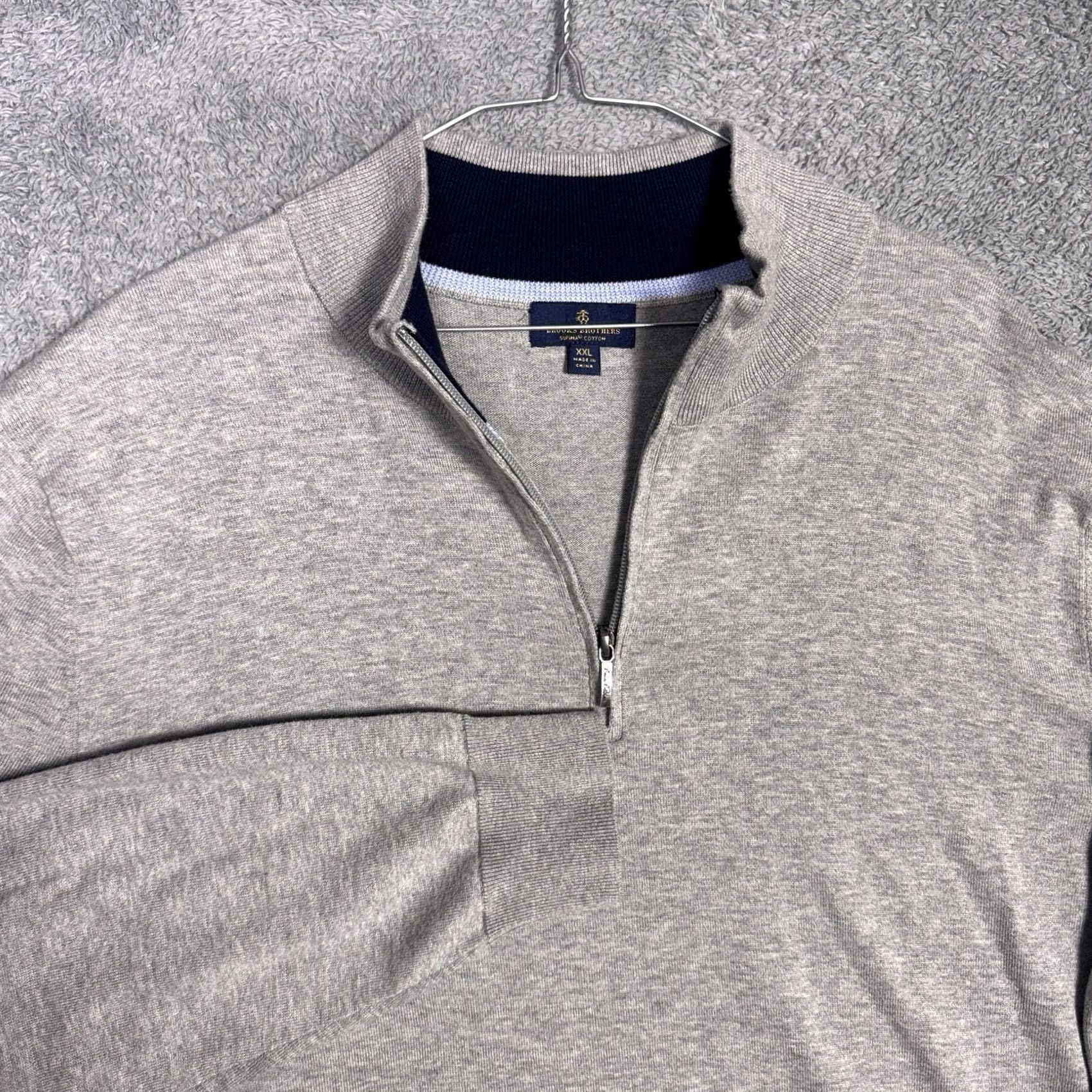 Brooks Brothers Brooks Brothers Sweater Mens 2XL Pullover Knit 1/4 Zip Mock Neck Carded Grey Cotton Regular 2XL Mens Zip Sweatshirt Size US XXL / EU 58 / 5 - 2 Thumbnail