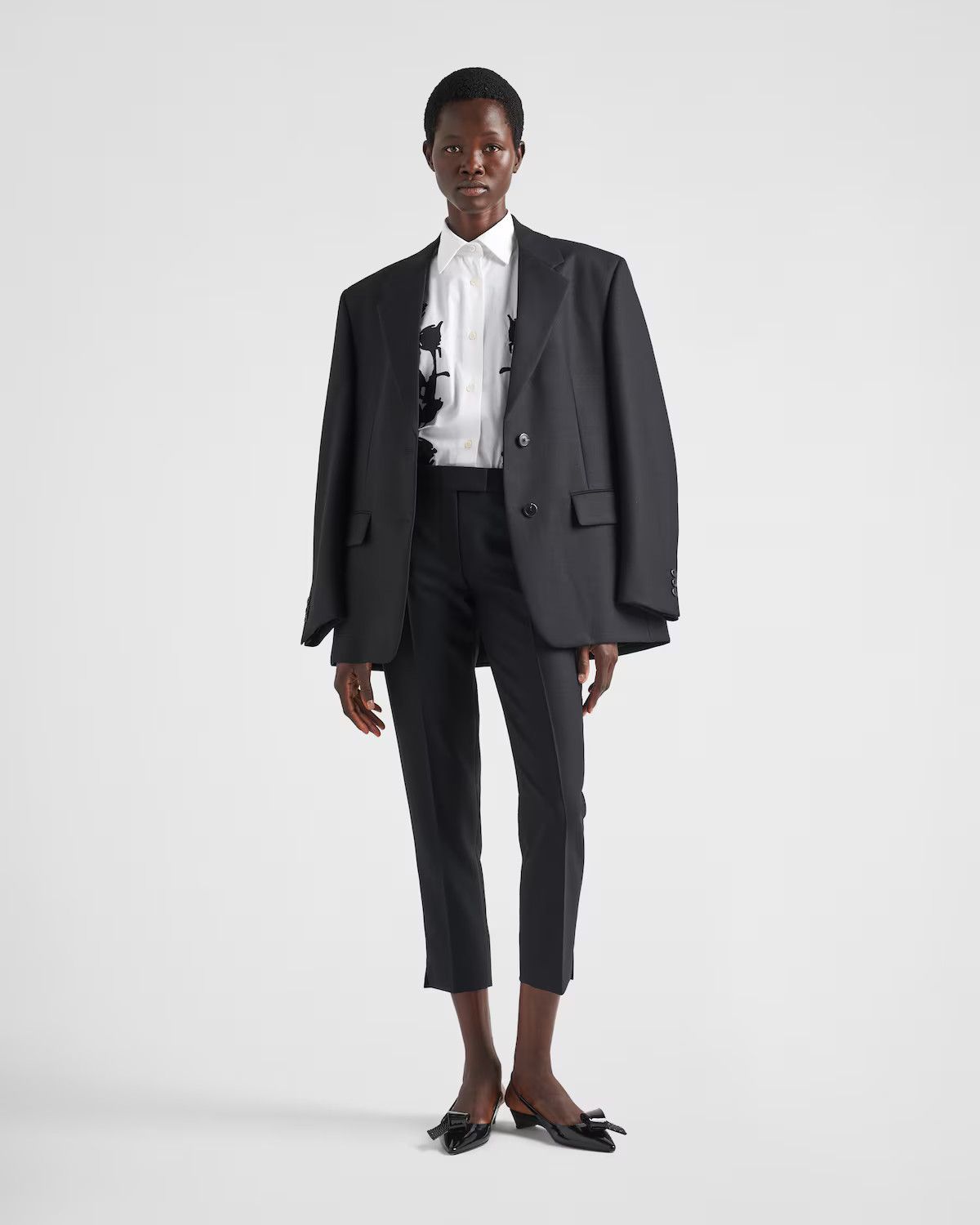 Prada o1mt1gz0225 Embroidered Poplin Shirt in White/Black Size US L / EU 52-54 / 3 - 2 Thumbnail