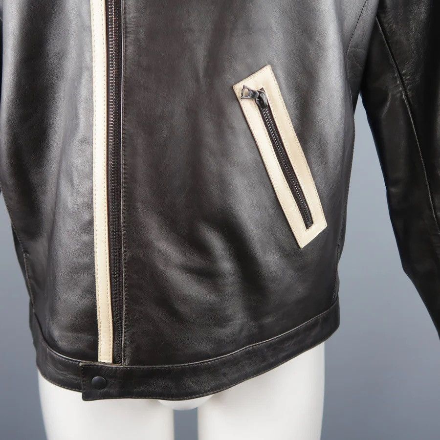 Neil Barrett ‘NEIL BARRETT’ Brown Leather Moto Inspired Jacket Size US L / EU 52-54 / 3 - 9 Thumbnail