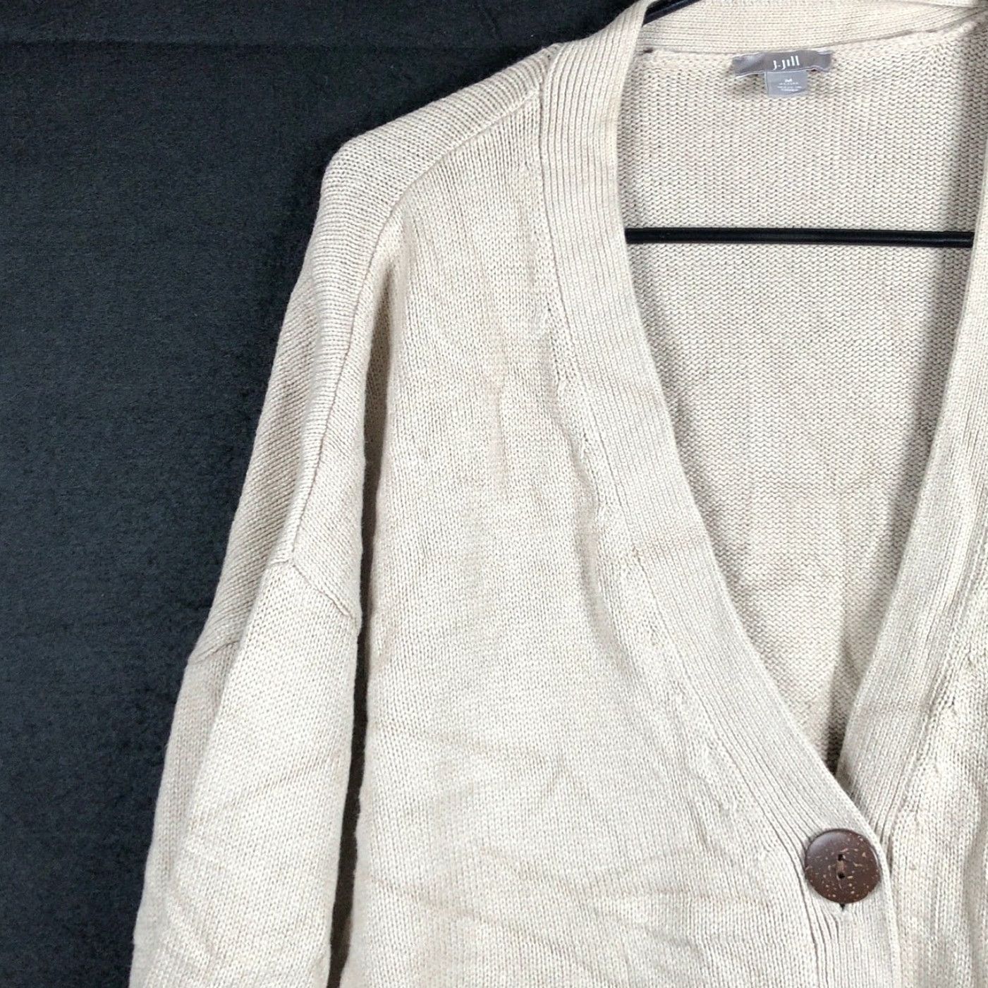 J. Jill J Jill Womens Cardigan Brown V-Neck Button Front Petite Long Sleeve Size M / US 6-8 / IT 42-44 - 4 Thumbnail