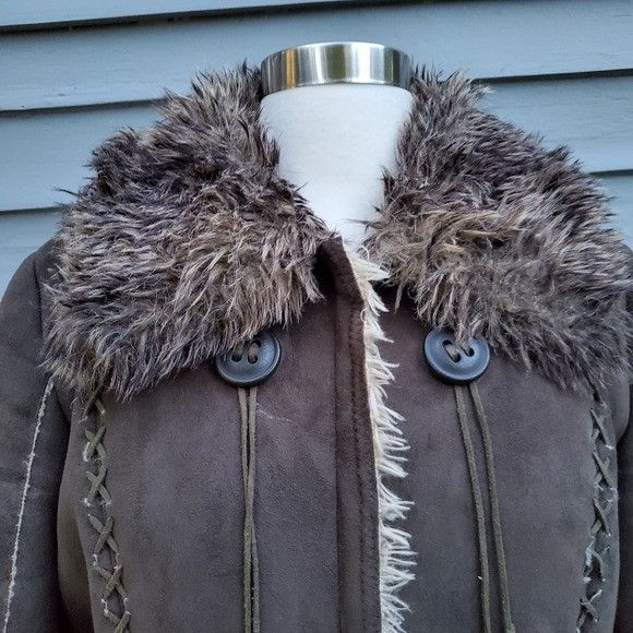 M Vintage 90s/y2k Western Style Faux Fur Lined Denim Jacket Esprit 