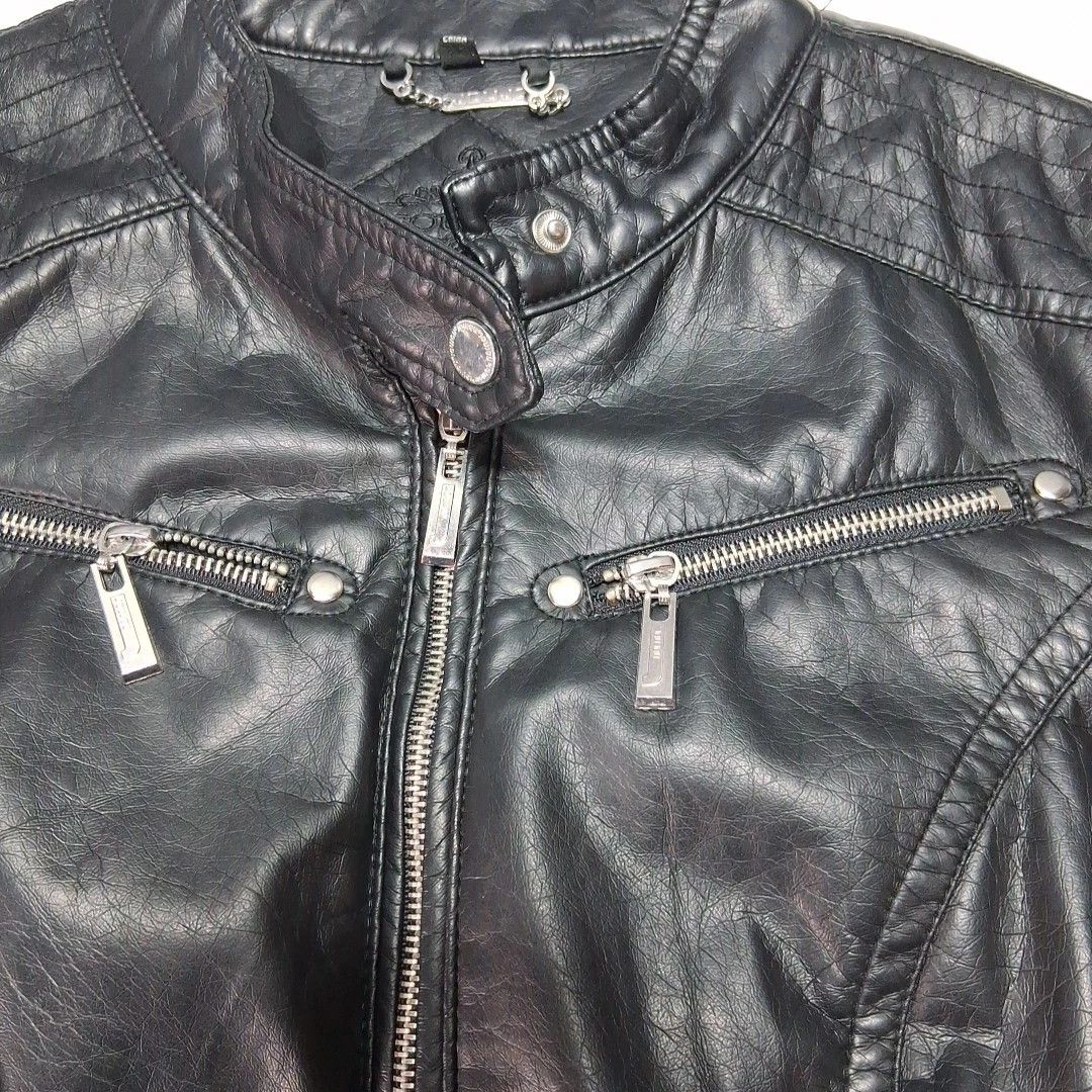 Other J2 By Jou Jou Black Faux Leather Cropped Bomber Jacket Size XL / US 12-14 / IT 48-50 - 3 Thumbnail
