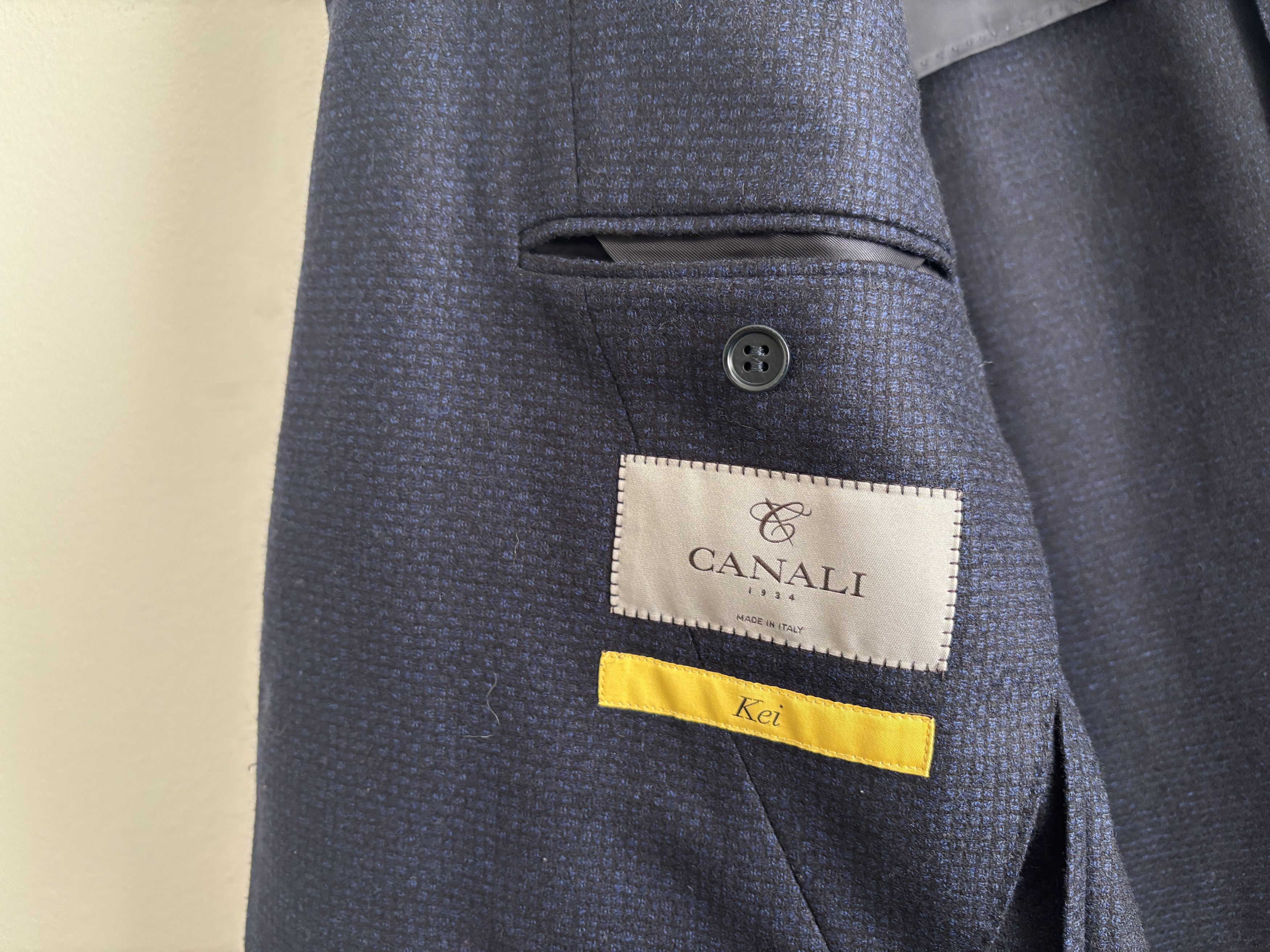 Canali $1595 Kei Navy Blue Microcheck Unstructured Wool Sport Coat Size 46R - 8 Thumbnail