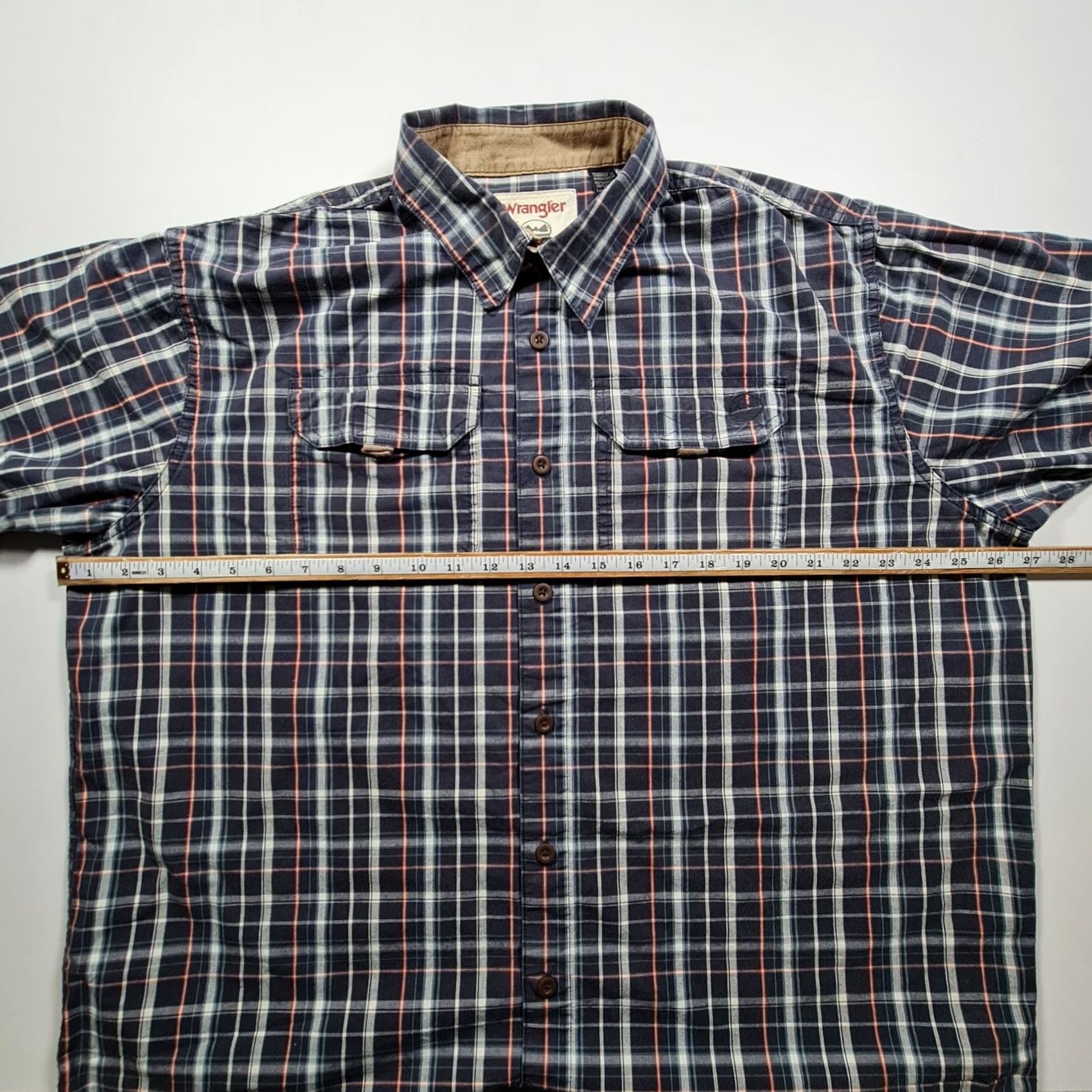 Wrangler VINTAGE Wrangler Mens Shirt Blue XL Check Short Sleeve Cotton Utility Button Up Size US XL / EU 56 / 4 - 5 Thumbnail