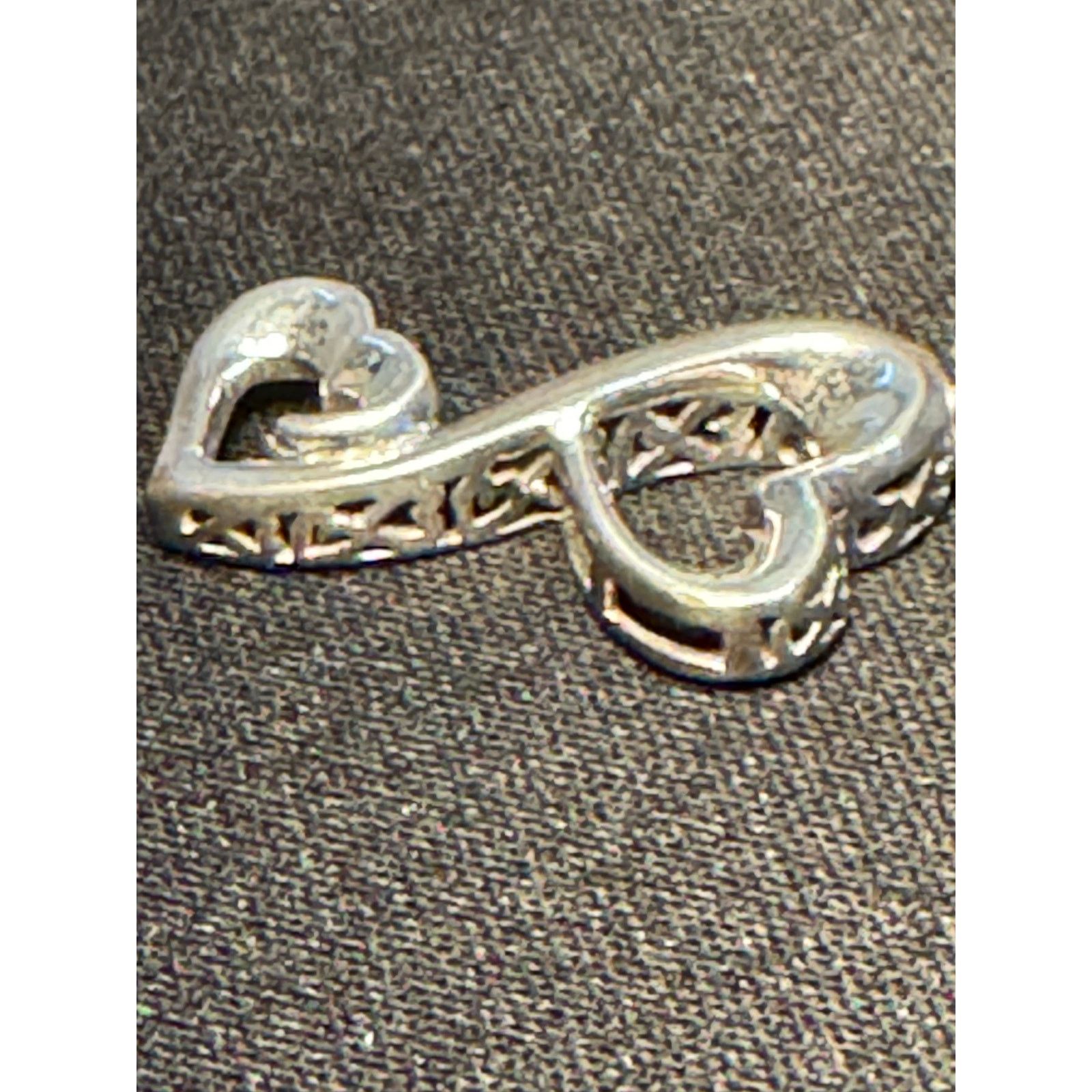 Other 925 Sterling Silver Dbl Heart Laser Cut Sides Necklace 18in Size ONE SIZE - 6 Thumbnail