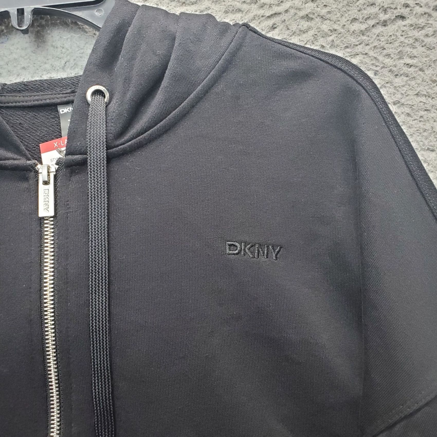 DKNY DKNY Womens XL Black Crop Hooded Jacket Full Zip T Jacket Official Sportswear Clothing Size XL / US 12-14 / IT 48-50 - 7 Thumbnail