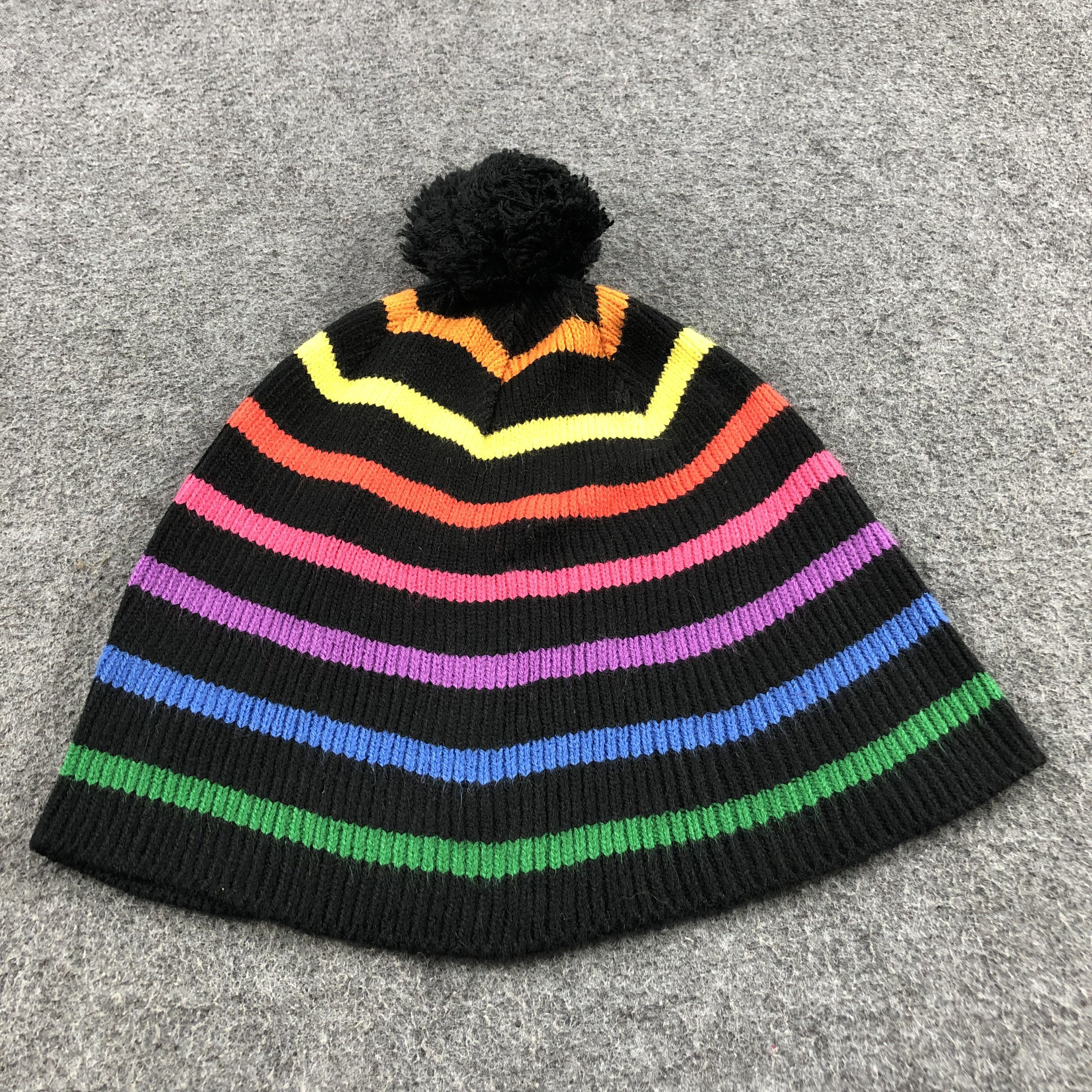 Vintage Kis-My-Ft2 Rainbow Stripe Knit Pompom Beanie Hat B251 Size ONE SIZE - 5 Thumbnail