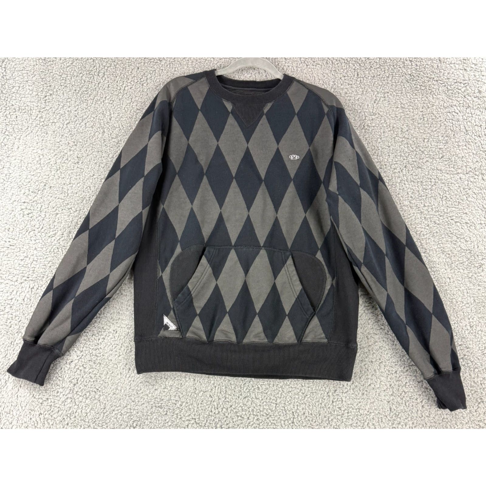 Vintage 10.Deep Sweater Mens Large Black Argyle Long Sleeve Pullover Crew Neck Cotton Size US L / EU 52-54 / 3 - 2 Thumbnail