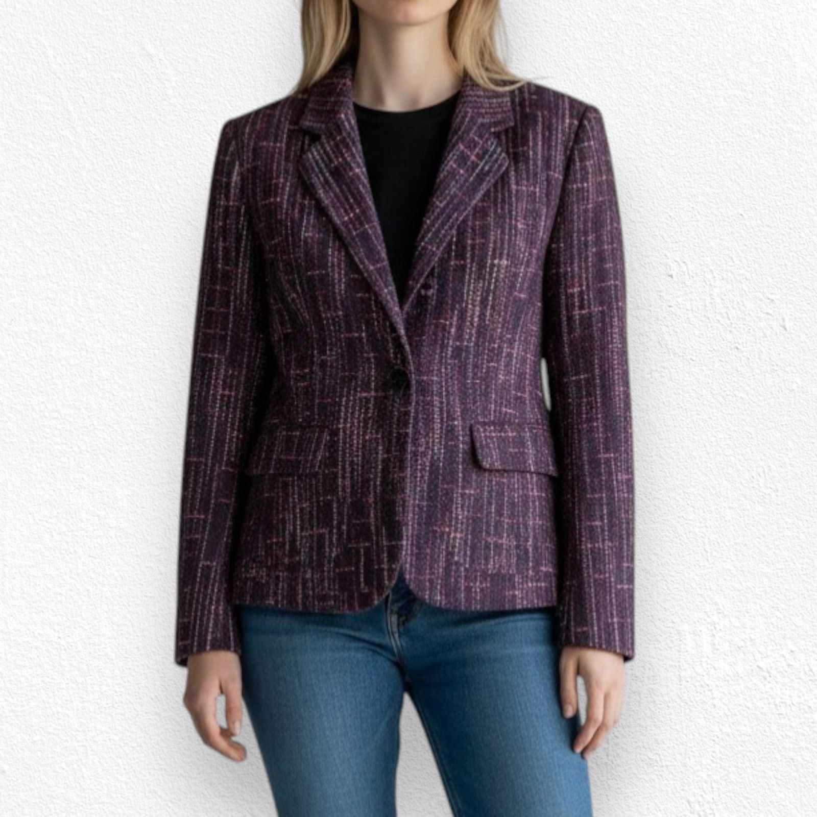 Other Y2K Purple Multi Boucle Blazer Tweed Jacket Size 8P Size M / US 6-8 / IT 42-44 - 3 Thumbnail