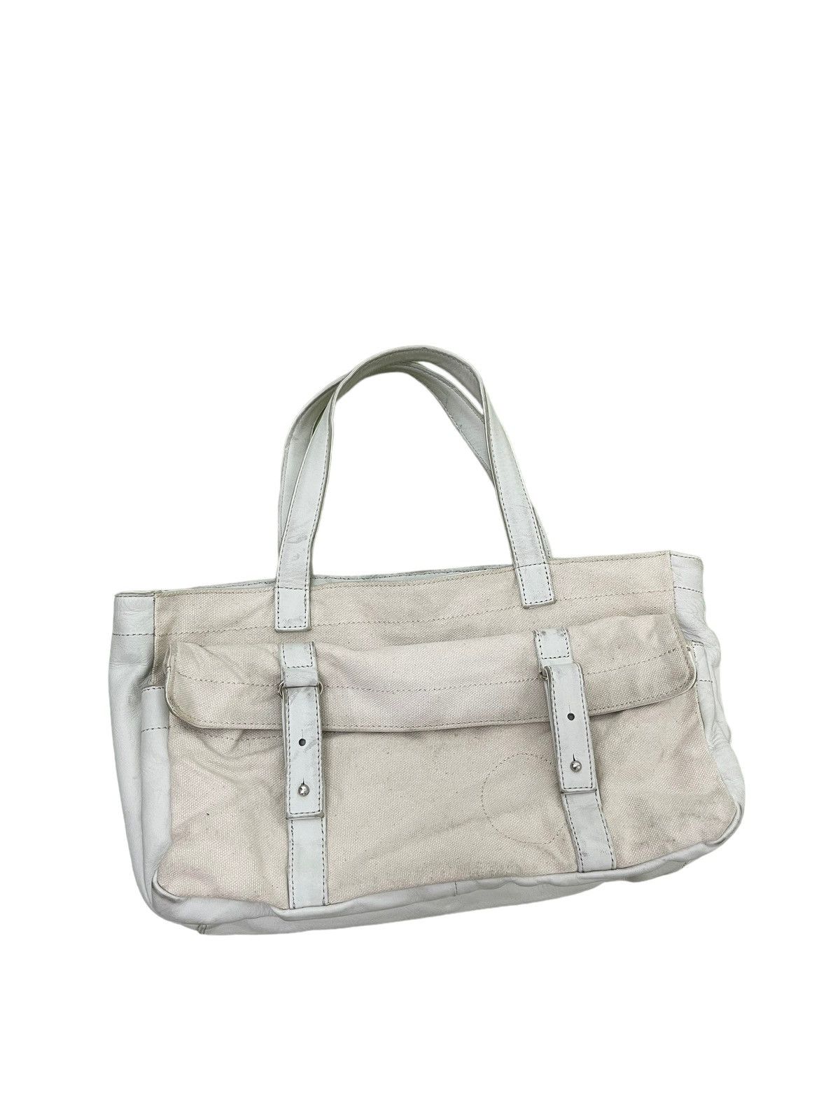Yohji Yamamoto Yohji Yamamoto Tote Bag Leather Cotton Canvas Size ONE SIZE - 2 Thumbnail