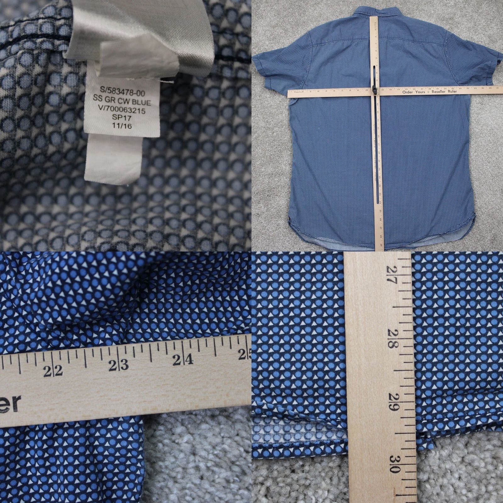 Banana Republic Banana Republic Mens Large Blue Custom 078 Wash Camden Fit Short Sleeve Size US L / EU 52-54 / 3 - 8 Thumbnail