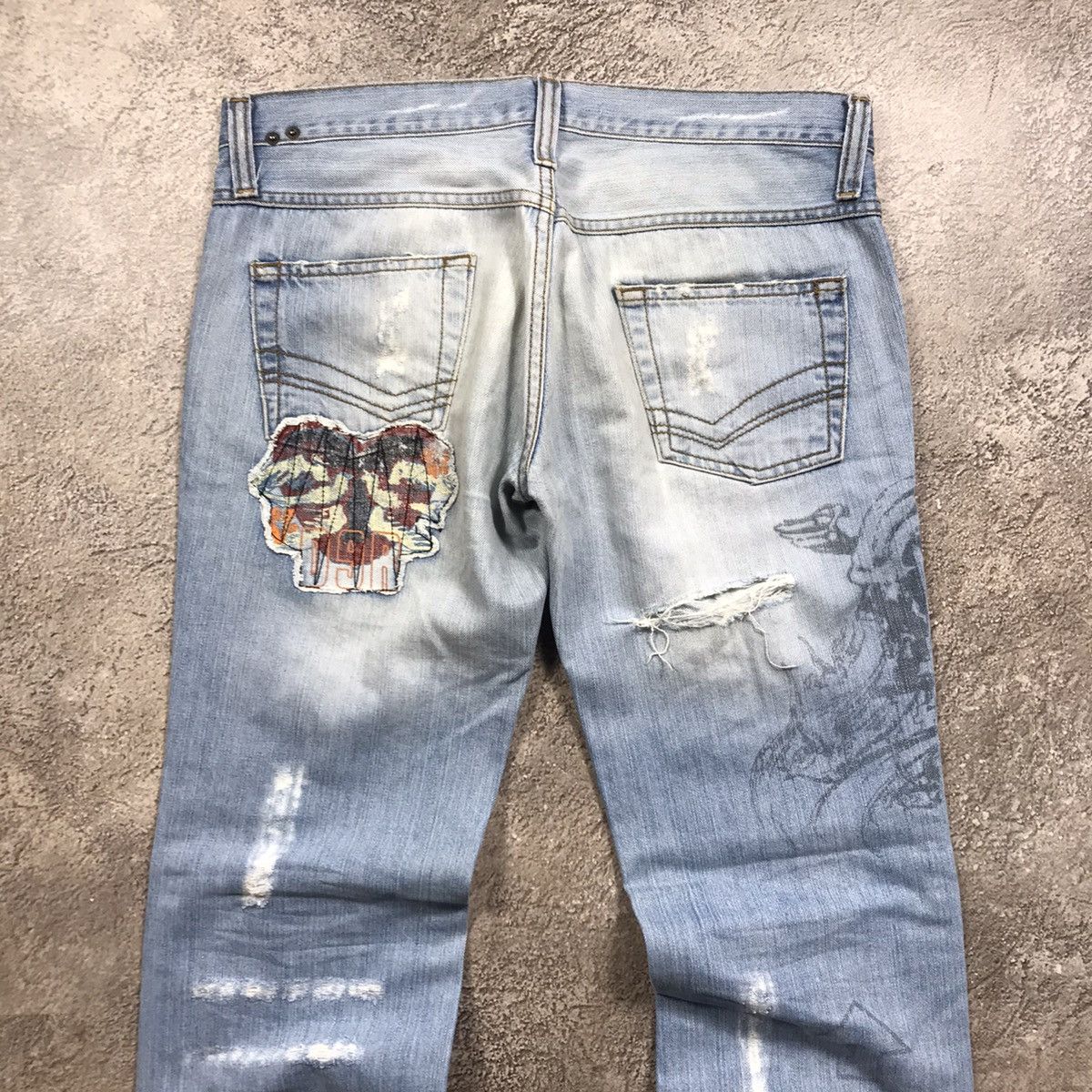 Vintage Vintage 90s Japan Baggy Distressed Thrashed Jeans Grunge 32 Size US 32 / EU 48 - 5 Thumbnail