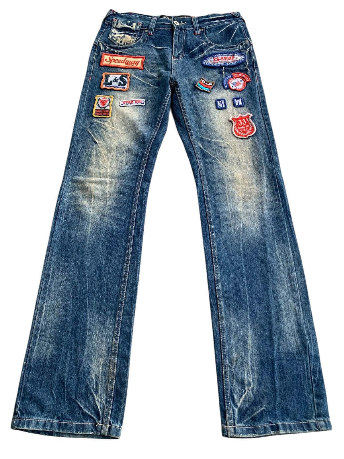 If Six Was Nine Vintage Lucky Store Patches Avant Garde Jeans 🇯🇵 Size US 34 / EU 50 - 2 Thumbnail