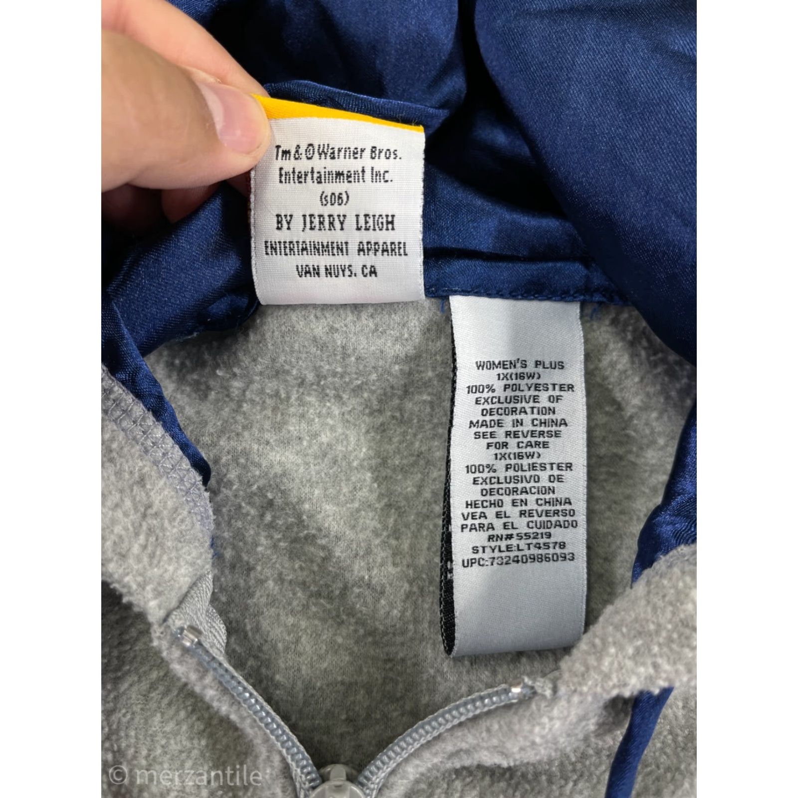 Vintage Tweety Bird Sweater Womens Hoodie 1X Gray Embroidered Feisty Polyester Fleece Size XL / US 12-14 / IT 48-50 - 5 Thumbnail