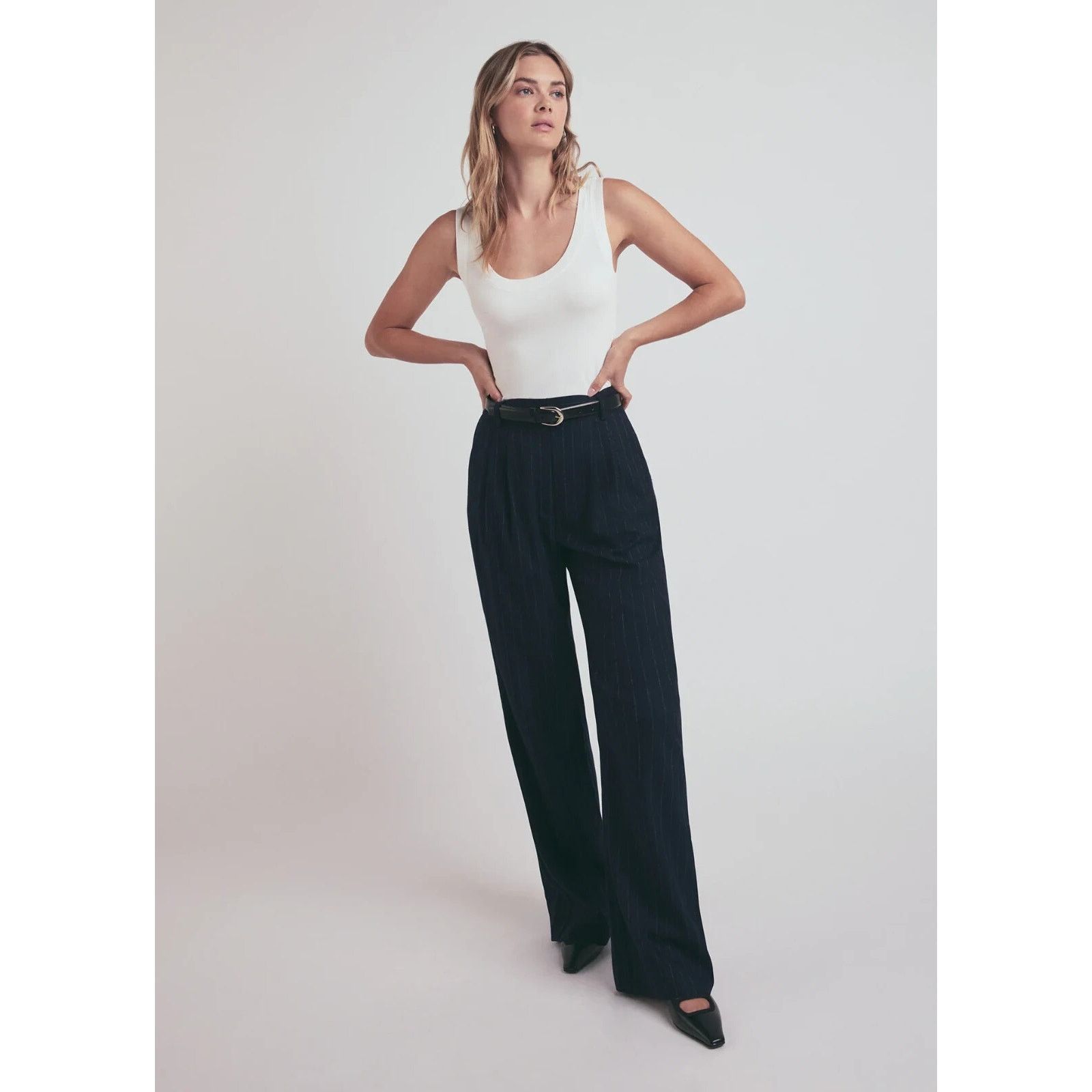 Other New W/Tag Favorite Daughter Designer Navy Pinstripe Pants 14 Size 36" / US 14 / IT 50 - 4 Thumbnail