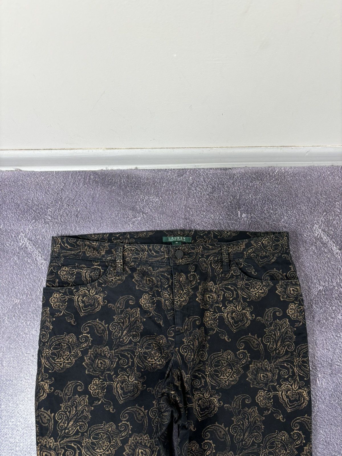 Lauren Ralph Lauren Lauren Ralph Lauren Women’s Gold Floral Black Pants Jeans Size 36" / US 14 / IT 50 - 7 Thumbnail