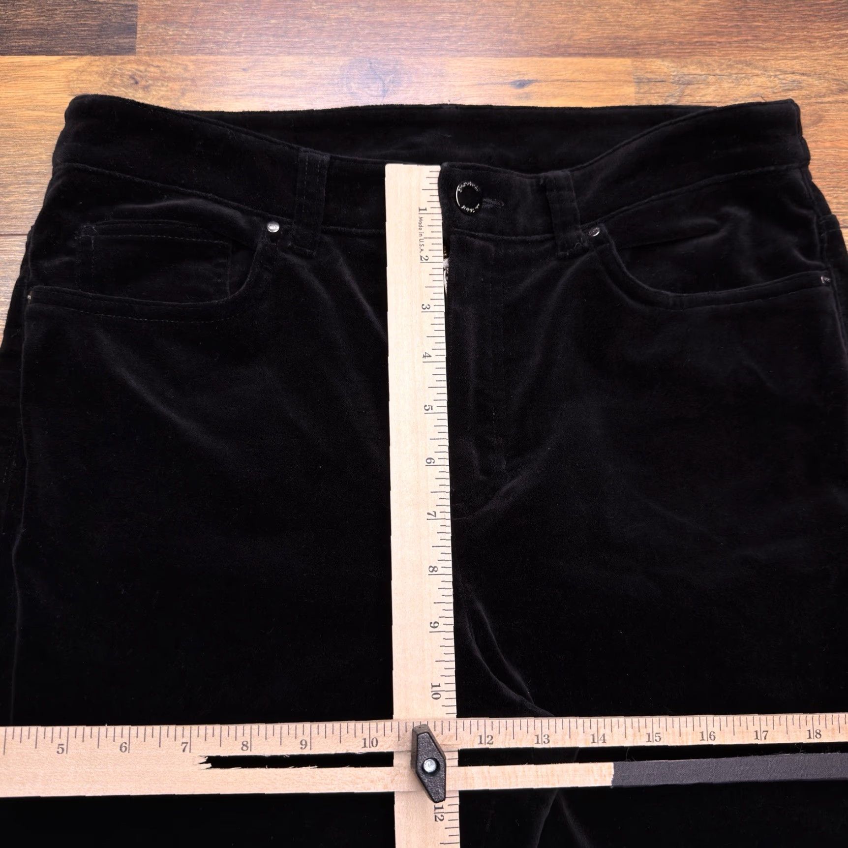 Jones New York Jones New York Signature Velvet Pants Womens 10 Black Bootcut High Rise Stretch Size 32" / US 10 / IT 46 - 6 Thumbnail