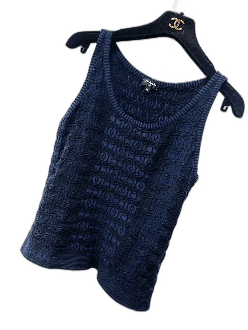 Chanel Chanel Dark Blue Knit Tank Top Size M / US 6-8 / IT 42-44 - 1 Thumbnail