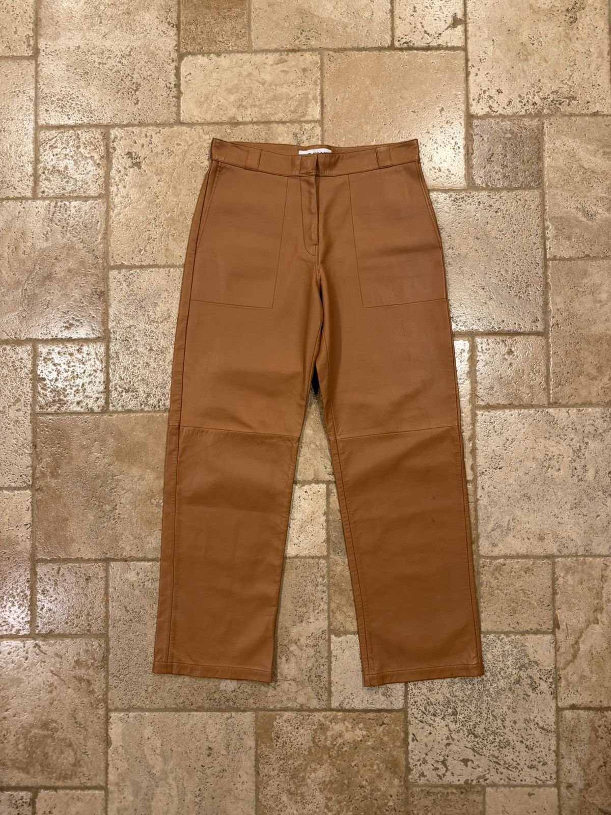 Loewe Loewe Pantalon Broncead Calfskin Leather Tan Trouser Pants Size US 33 - 3 Thumbnail
