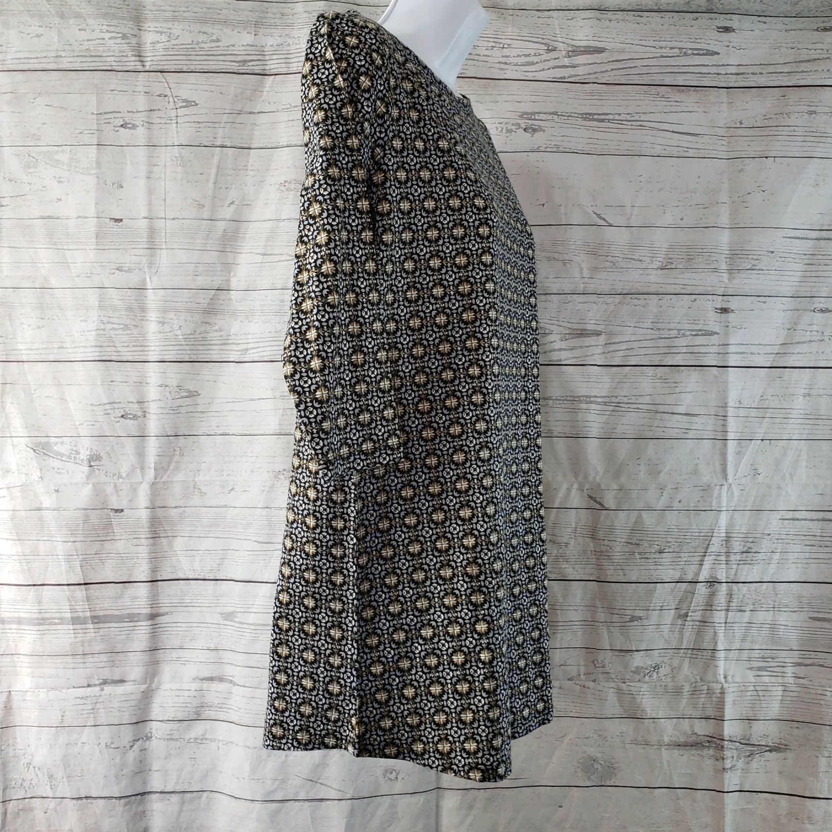 J. Jill J Jill Womens Blouse XS Floral Printed Top Blue Tan Pima Cotton Half Sleeves 95% Pima Cotton 5% Spandex Mens Womens Girls Boys Size XS / US 0-2 / IT 36-38 - 3 Thumbnail