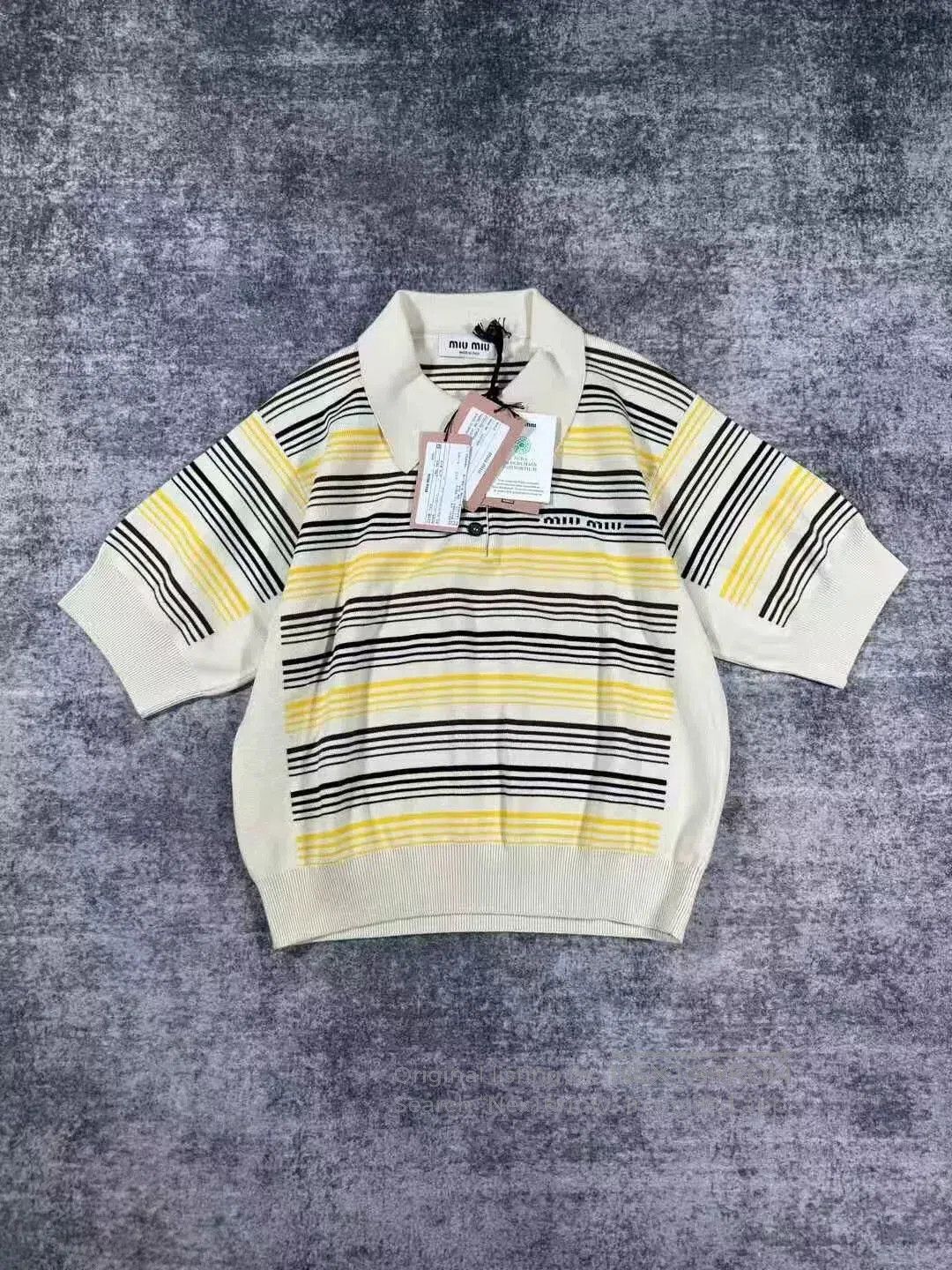 Miu Miu Miu Miu Striped Knit Polo Short Sleeve. Size US M / EU 48-50 / 2 - 1 Thumbnail