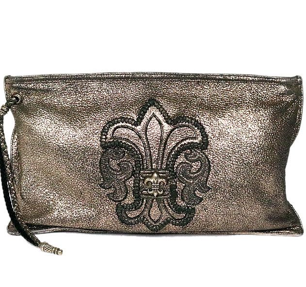 image of Chrome Hearts Flare Flat Pouch in Bronze Brown, Women's