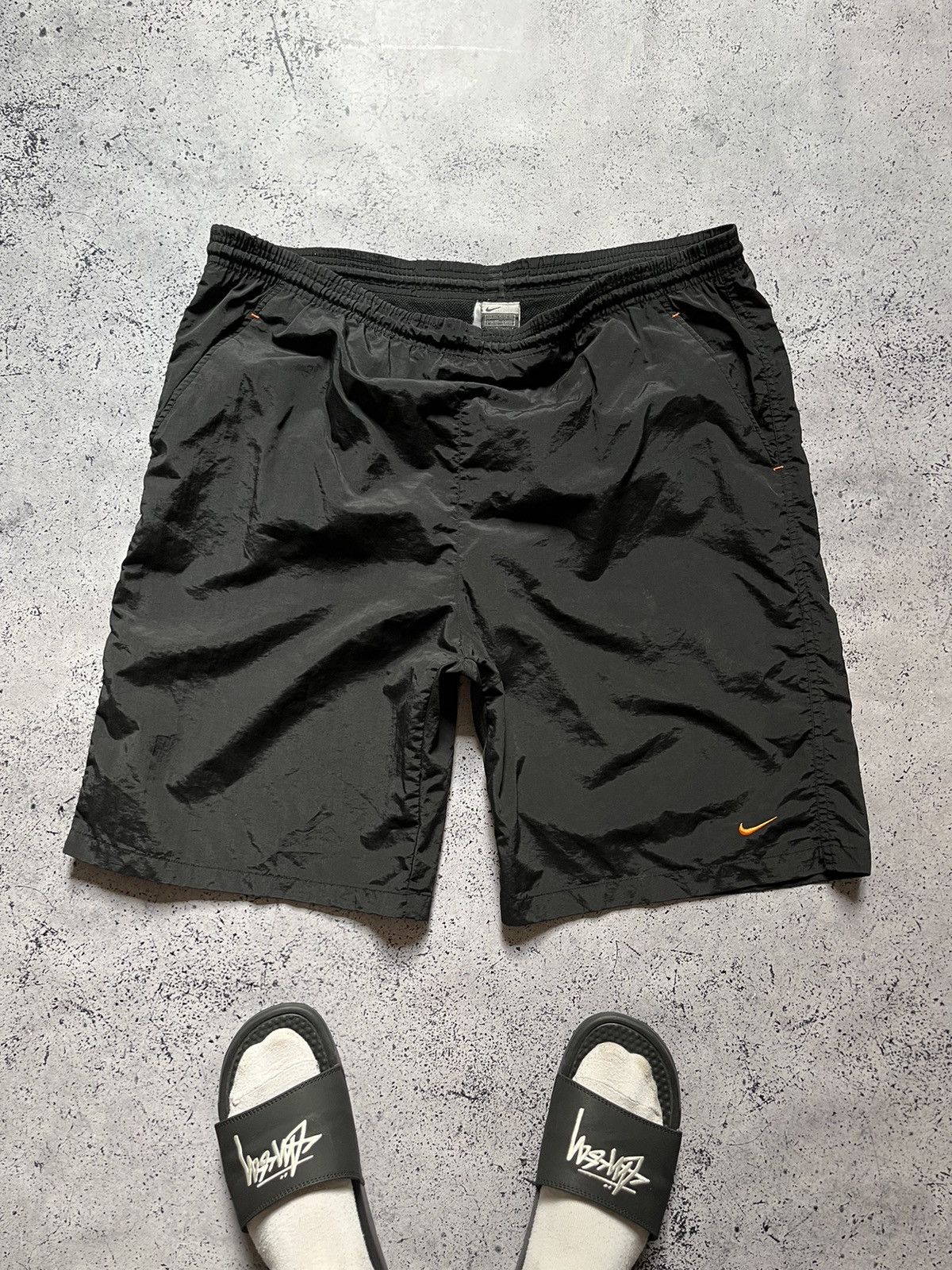 Nike × Vintage Vintage Nike Nylon Metal Shorts Small Swoosh Drill Y2K USA Size US 36 / EU 52 - 1 Thumbnail