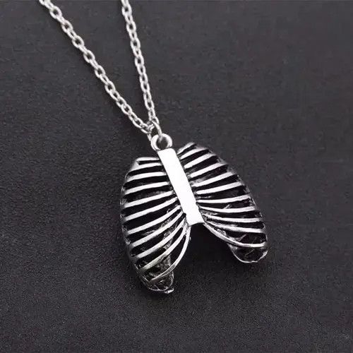 Jewelry Antique Skeleton Ribs Rib Cage Goth Necklace emo skull Size ONE SIZE - 2 Thumbnail