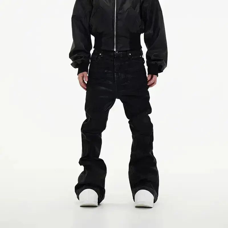 Japanese Brand Street Vintage Rock Brushed Wax Coated Micro Flare Y2K Jeans Size US 32 / EU 48 - 2 Thumbnail