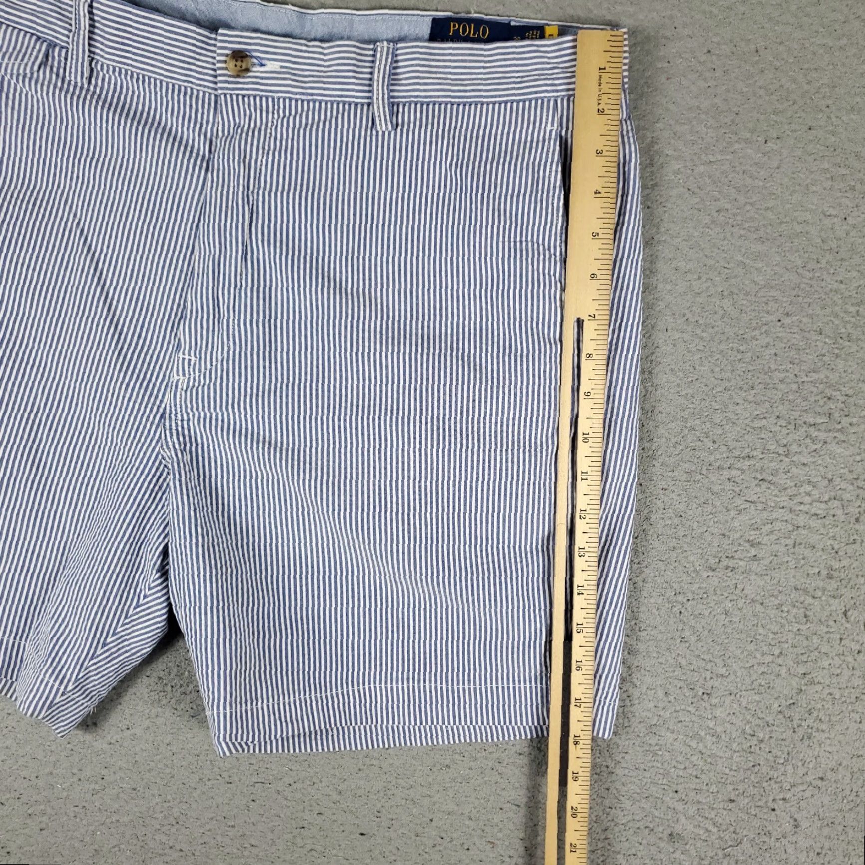 Ralph Lauren Ralph Lauren Shorts Mens 38 Blue White Striped Chino Flat Front Casual Flat Front Chino Size US 38 / EU 54 - 5 Thumbnail