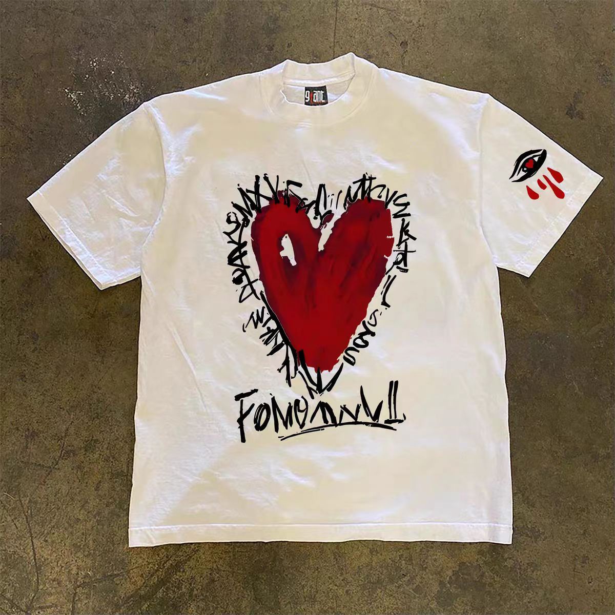 Vintage White casual retro heart-print t-shirt Size US M / EU 48-50 / 2 - 1 Thumbnail
