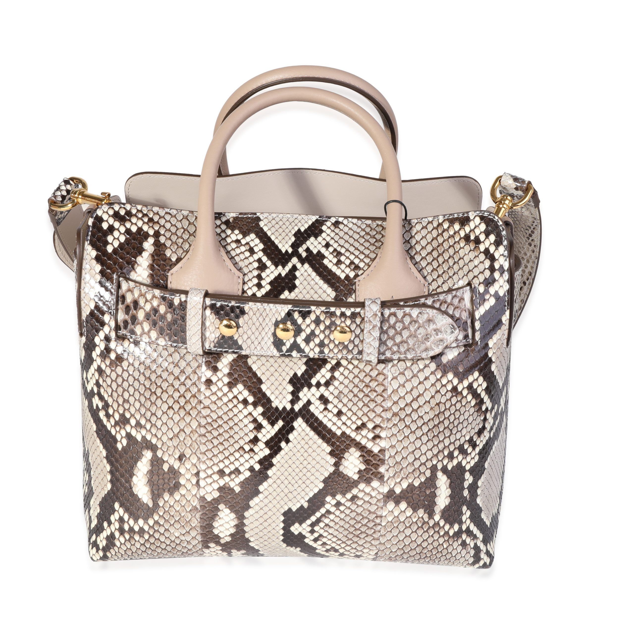 image of Burberry Natural Python & Pale Drift Leather Small Belt Bag in Brown, Women's