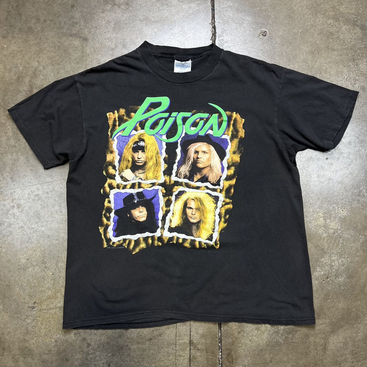 Vintage Vintage 90s Poison Band Tee Heavy Metal Flesh Blood Tour | Grailed