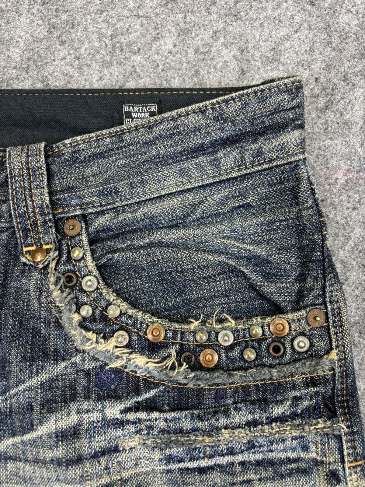 Japanese Brand 💥Insane Patchwork Style💥Bartack Distressed Denim K24 Size US 31 - 7 Thumbnail