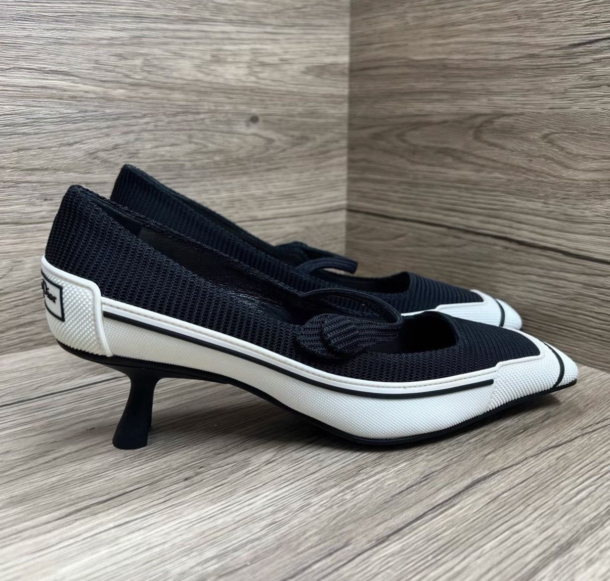 Dior Dior D-Motion Black & White Square Toe High Heels J41 Size US 7 / IT 37 - 4 Thumbnail