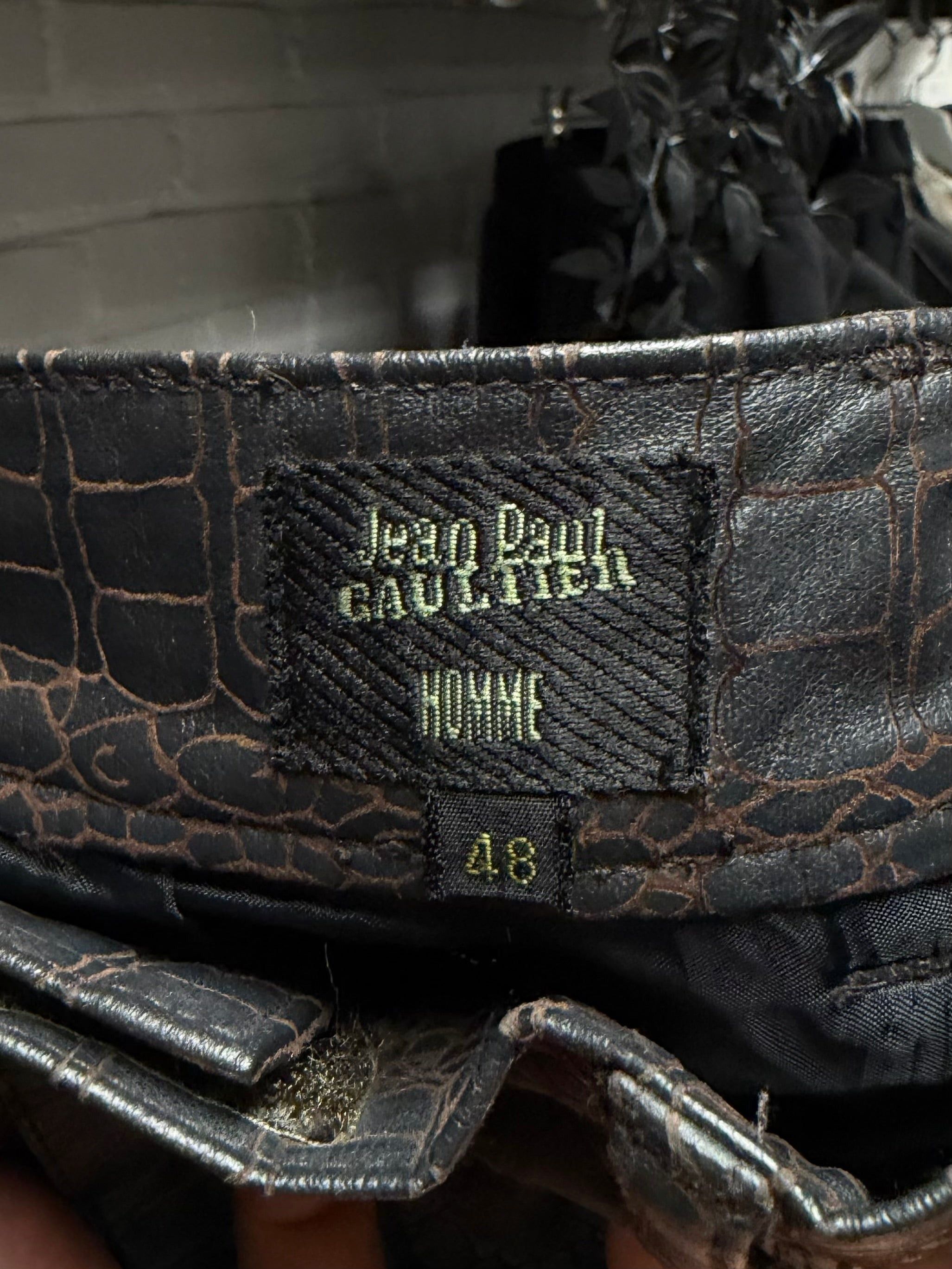 Jean Paul Gaultier Jean Paul Gaultier Homme Crocodile Embossed Leather Pants Size US 32 / EU 48 - 3 Thumbnail
