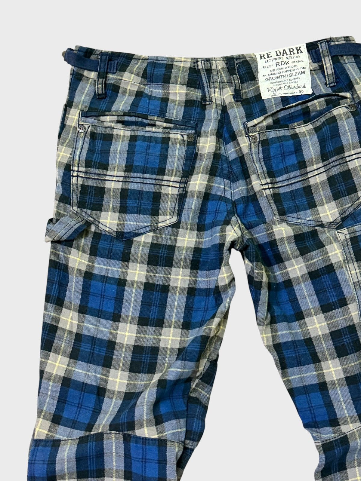 Japanese Brand VINTAGE RE DARK PLAID BLUE TARTAN PLAID PUNK DRAWSTRING PANT Size US 27 - 9 Thumbnail