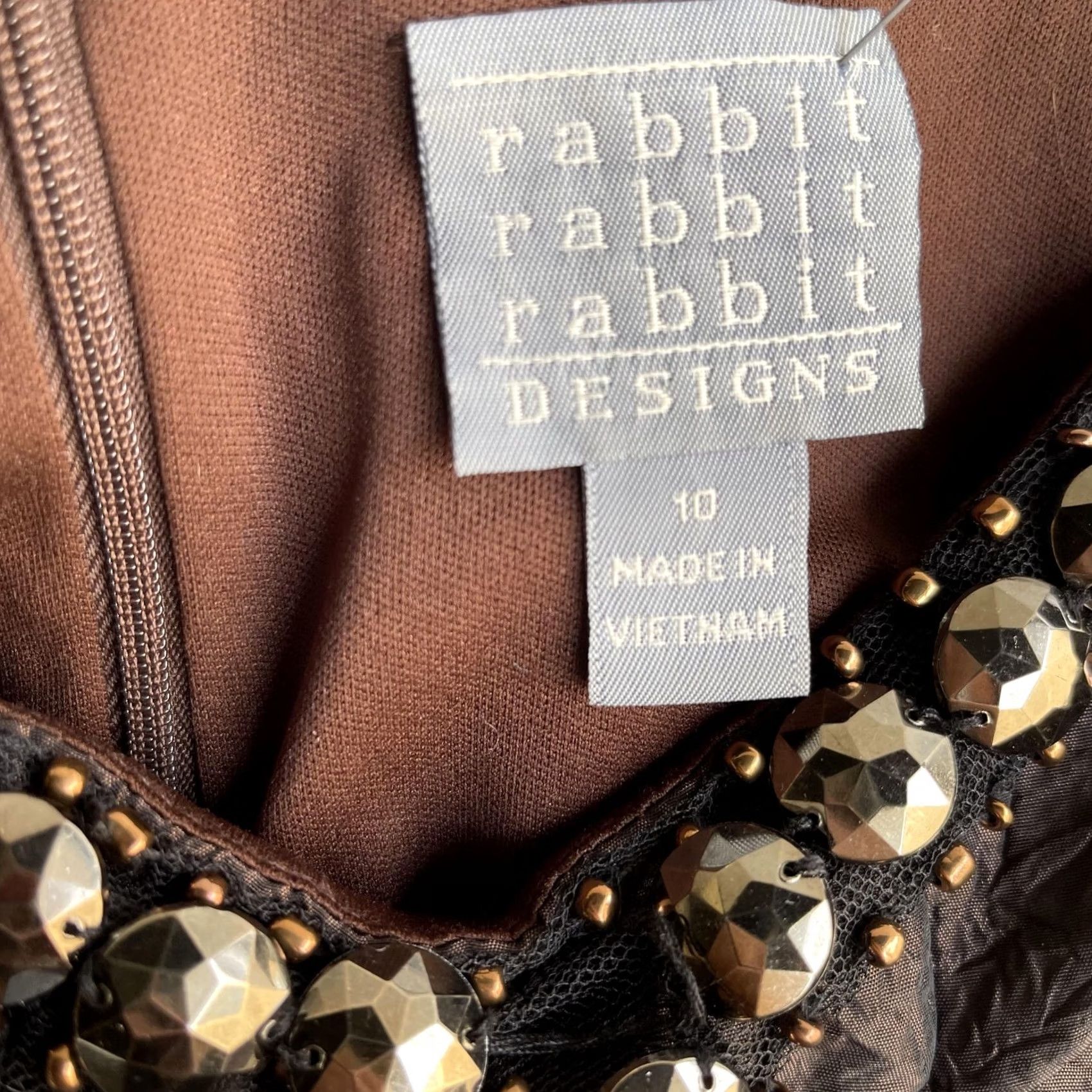 Vintage rabbit rabbit rabbit DESIGNS Dress Womens 10 Brown Beaded Sheath Party Cocktail Dress Womens 10 Brown Beaded Sheath Party Cocktail Women Mens Girls Size L / US 10 / IT 46 - 3 Thumbnail