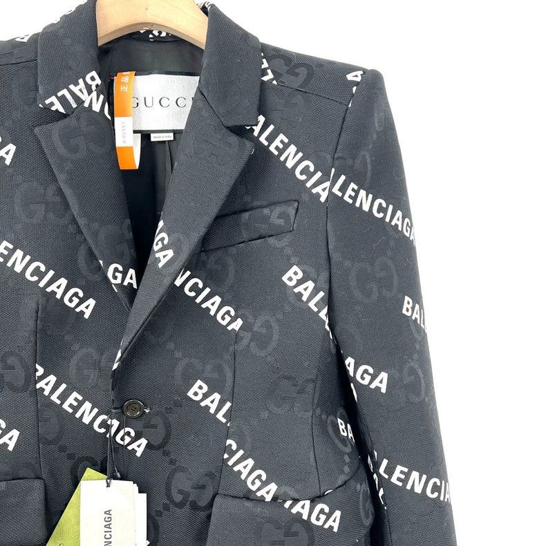 Gucci Gucci Balenciaga black, full of old flowers, short suit Size 48R - 4 Thumbnail